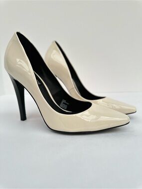 Rachel Zoe Ivory Patent Pointed-Toe Stiletto Heels